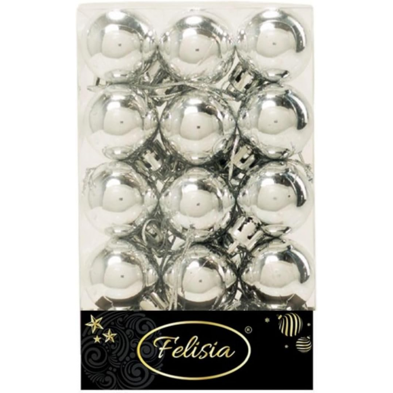 Set 30 Sfere di Natale in Plastica Lucide Ø 3Cm – Vari Colori - Argento