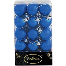Set 30 Sfere di Natale in Plastica Lucide Ø 3Cm – Vari Colori - Blu Lucido
