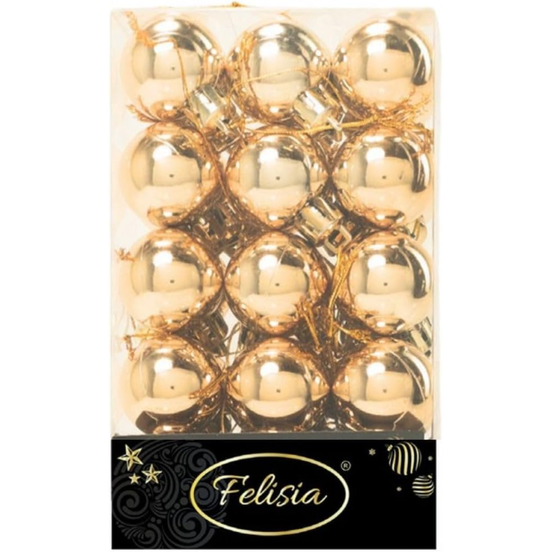 Set 30 Sfere di Natale in Plastica Lucide Ø 3Cm – Vari Colori - Oro