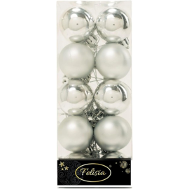 Set 20 Sfere di Natale in Plastica Ø 4Cm – Assortite Lucide e Opache – Vari Colori - Argento