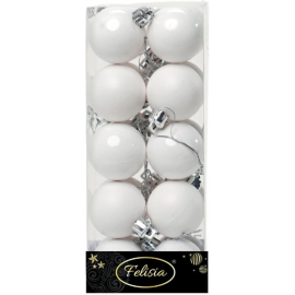 Set 20 Sfere di Natale in Plastica Ø 4Cm – Assortite Lucide e Opache – Vari Colori - Bianco