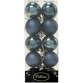 Set 20 Sfere di Natale in Plastica Ø 4Cm – Assortite Lucide e Opache – Vari Colori - Blu Navy