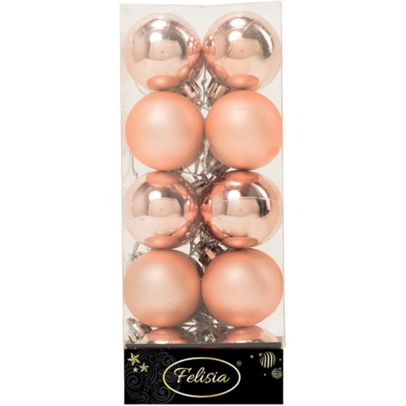 Set 20 Sfere di Natale in Plastica Ø 4Cm – Assortite Lucide e Opache – Vari Colori - Rosa