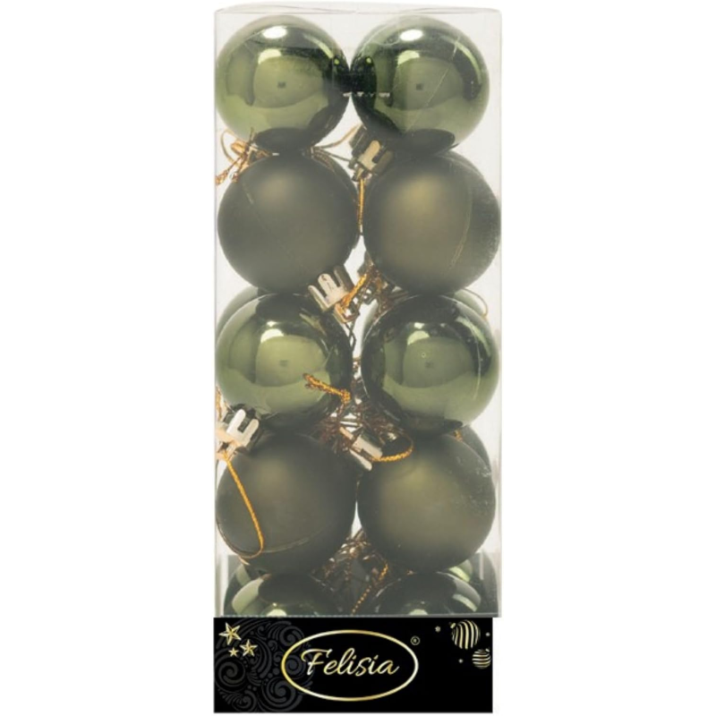 Set 20 Sfere di Natale in Plastica Ø 4Cm – Assortite Lucide e Opache – Vari Colori - Verde Albero