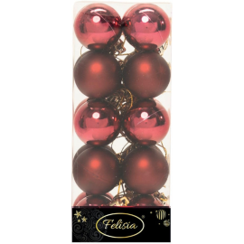 Set 20 Sfere di Natale in Plastica Ø 4Cm – Assortite Lucide e Opache – Vari Colori - Burgundy