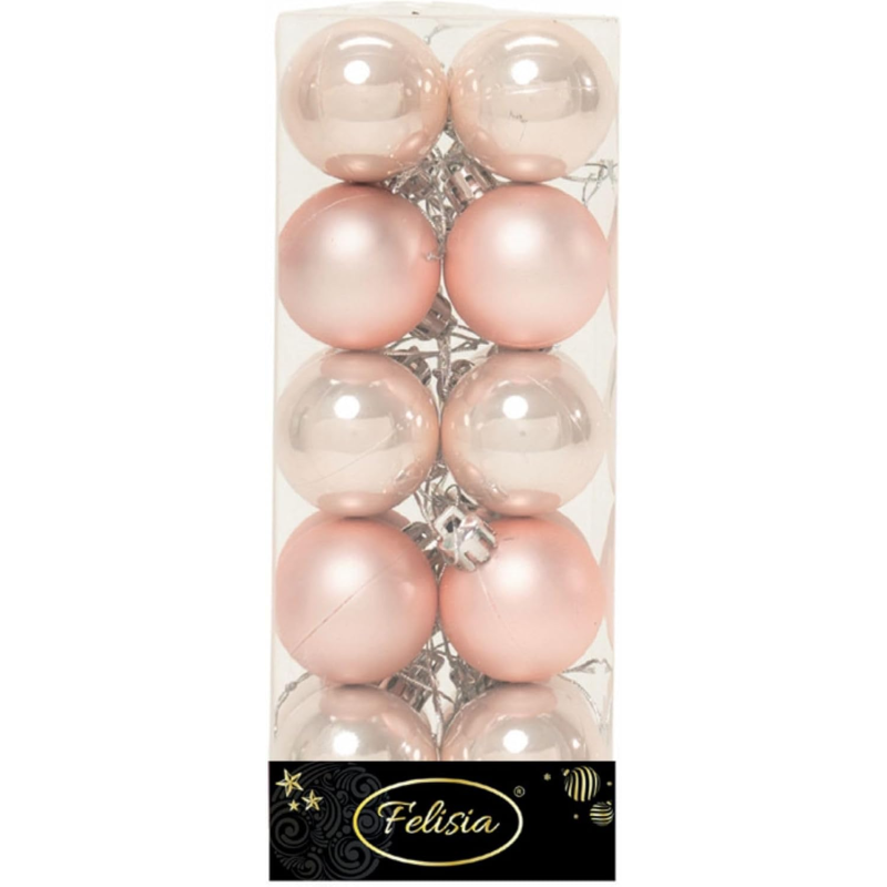 Set 20 Sfere di Natale in Plastica Ø 4Cm – Assortite Lucide e Opache – Vari Colori - Cipria