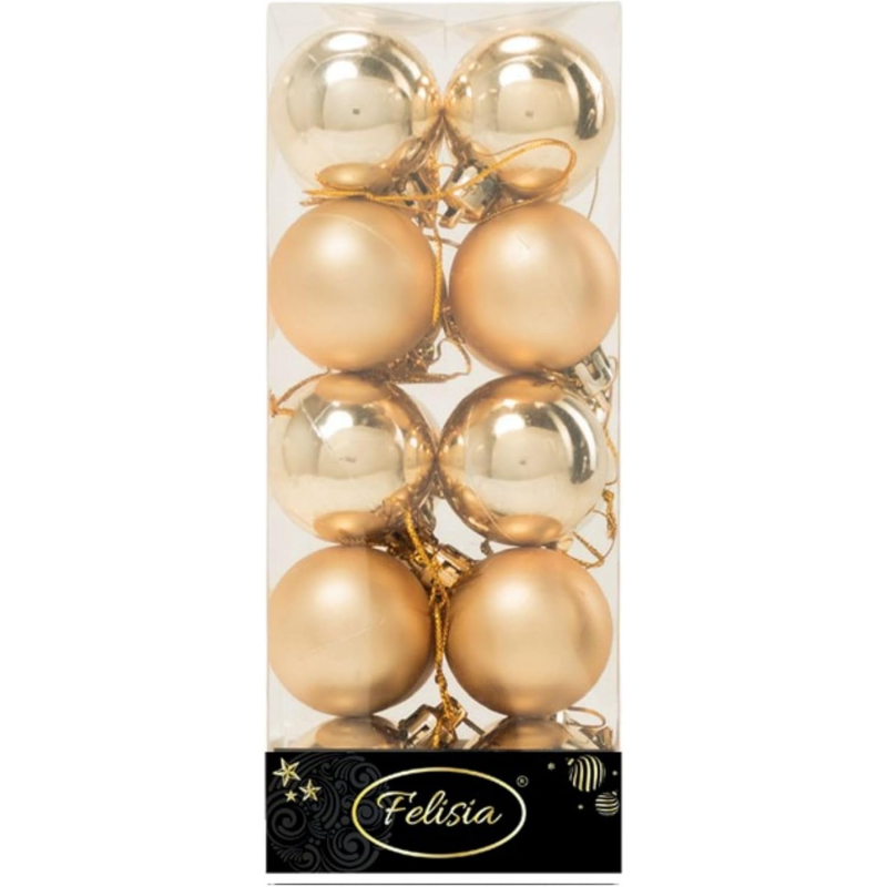 Set 20 Sfere di Natale in Plastica Ø 4Cm – Assortite Lucide e Opache – Vari Colori - Oro