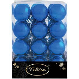 Set 24 Sfere di Natale in Plastica Lucida Ø 4Cm – Vari Colori - Blu Lucido