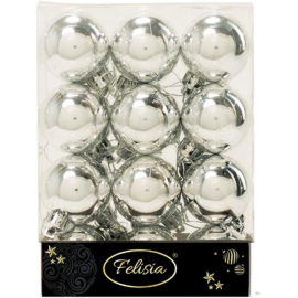 Set 24 Sfere di Natale in Plastica Lucida Ø 4Cm – Vari Colori - Argento Lucido