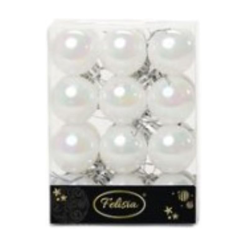 Set 24 Sfere di Natale in Plastica Lucida Ø 4Cm – Vari Colori - Bianco Iridescente