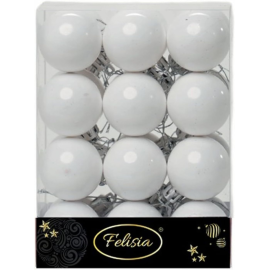 Set 24 Sfere di Natale in Plastica Lucida Ø 4Cm – Vari Colori - Bianco Lucido