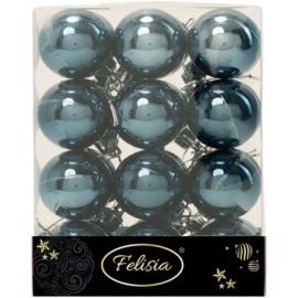 Set 24 Sfere di Natale in Plastica Lucida Ø 4Cm – Vari Colori - Blu Navy Lucido