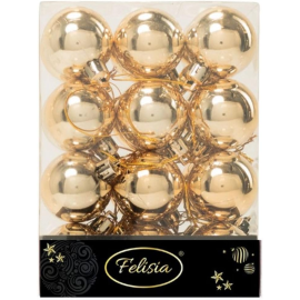 Set 24 Sfere di Natale in Plastica Lucida Ø 4Cm – Vari Colori - Oro Lucido