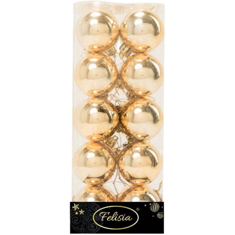 Set 20 Sfere di Natale in Plastica Ø 5Cm - Assortite Lucide e Glitterate – Vari Colori - Oro Lucido