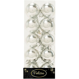 Set 20 Sfere di Natale in Plastica Ø 5Cm - Assortite Lucide e Glitterate – Vari Colori - Argento Lucido