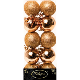 Set 20 Sfere di Natale in Plastica Ø 5Cm - Assortite Lucide e Glitterate – Vari Colori - Oro