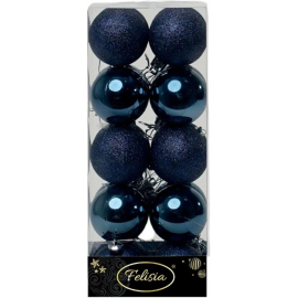 Set 20 Sfere di Natale in Plastica Ø 5Cm - Assortite Lucide e Glitterate – Vari Colori - Blu Navy
