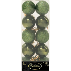 Set 20 Sfere di Natale in Plastica Ø 5Cm - Assortite Lucide e Glitterate – Vari Colori - Verde Albero