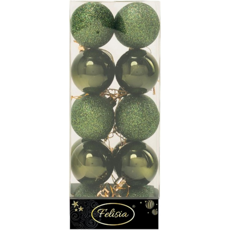 Set 20 Sfere di Natale in Plastica Ø 5Cm - Assortite Lucide e Glitterate – Vari Colori - Verde Albero
