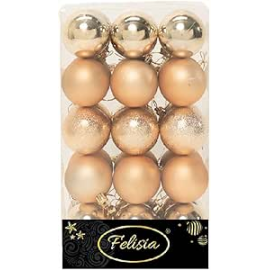 Set di 30 Sfere di Natale in Plastica Ø 6 cm - Finitura Lucida, Opaca e Increspata - Oro