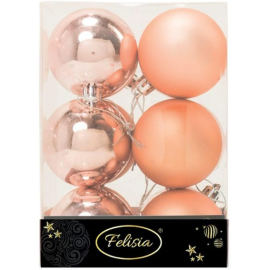 Set 12 Sfere di Natale in Plastica Ø 6Cm - Assortite Lucide e Opache – Vari Colori - Rosa