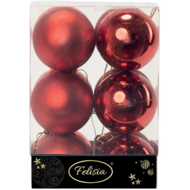 Set 12 Sfere di Natale in Plastica Ø 6Cm - Assortite Lucide e Opache – Vari Colori - Rosso