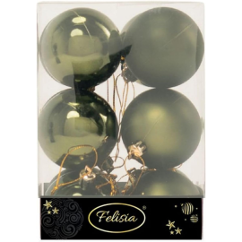 Set 12 Sfere di Natale in Plastica Ø 6Cm - Assortite Lucide e Opache – Vari Colori - Verde Albero