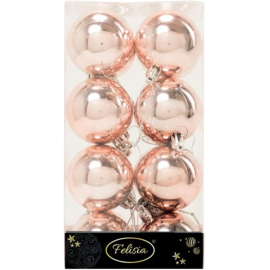 Set 16 Sfere di Natale in Plastica Lucide Ø 6Cm - Vari Colori - Rosa Lucido