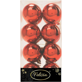 Set 16 Sfere di Natale in Plastica Lucide Ø 6Cm - Vari Colori - Rosso Lucido