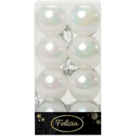 Set 16 Sfere di Natale in Plastica Lucide Ø 6Cm - Vari Colori - Bianco Iridescente Lucido
