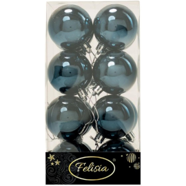 Set 16 Sfere di Natale in Plastica Lucide Ø 6Cm - Vari Colori - Blu Navy Lucido