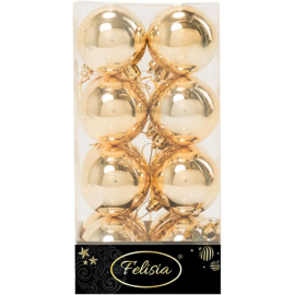 Set 16 Sfere di Natale in Plastica Lucide Ø 6Cm - Vari Colori - Oro Lucido