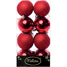 Set 16 Sfere di Natale in Plastica Lucide Ø 6Cm - Vari Colori - Rosso
