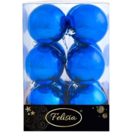 Set 12 Sfere di Natale in Plastica Ø 7Cm - Vari Colori - Blu Lucido