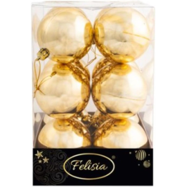 Set 12 Sfere di Natale in Plastica Ø 7Cm - Vari Colori - Oro Lucido