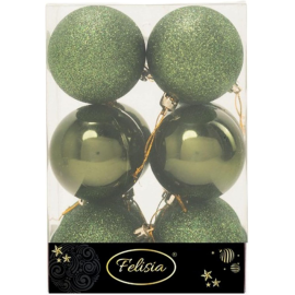 Set 12 Sfere di Natale in Plastica Ø 7Cm - Vari Colori - Verde Albero Lucido