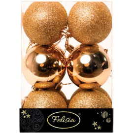 Set 12 Sfere di Natale in Plastica Ø 7Cm - Vari Colori - Oro