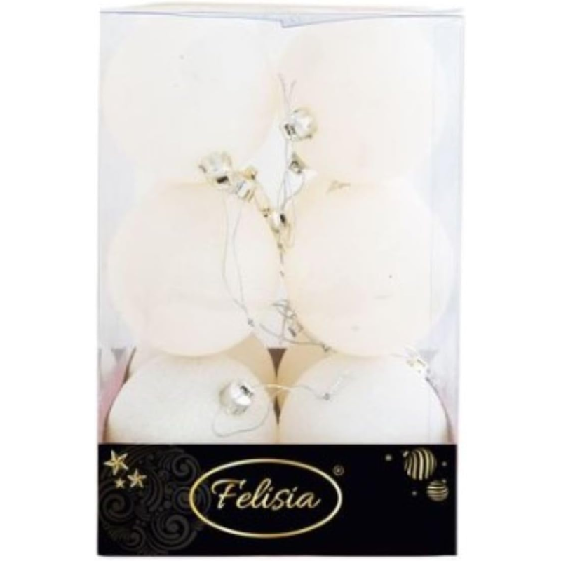 Set 12 Sfere di Natale in Plastica Ø 7Cm - Vari Colori - Bianco