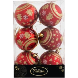 Set 12 Sfere di Natale in Plastica Ø 7Cm - Vari Colori - Rosso