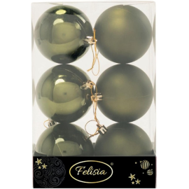 Set 6 Sfere di Natale in Plastica Ø 8Cm – Assortite Lucide e Opache – Vari Colori - Verde Albero