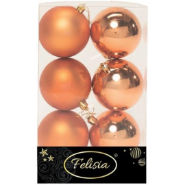 Set 6 Sfere di Natale in Plastica Ø 8Cm – Assortite Lucide e Opache – Vari Colori - Copper