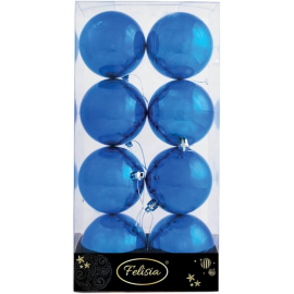 Set 8 Sfere di Natale in Plastica Lucide Ø 8Cm - Vari Colori - Blu