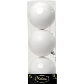 Set 3 Sfere di Natale in Plastica Ø 10Cm – Assortite Lucide e Opache – Vari Colori - Bianco