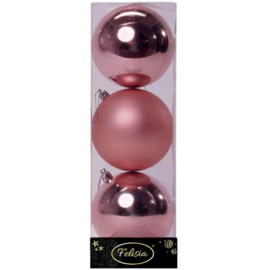 Set 3 Sfere di Natale in Plastica Ø 10Cm – Assortite Lucide e Opache – Vari Colori - Rosa