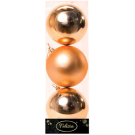 Set 3 Sfere di Natale in Plastica Ø 10Cm – Assortite Lucide e Opache – Vari Colori - Oro