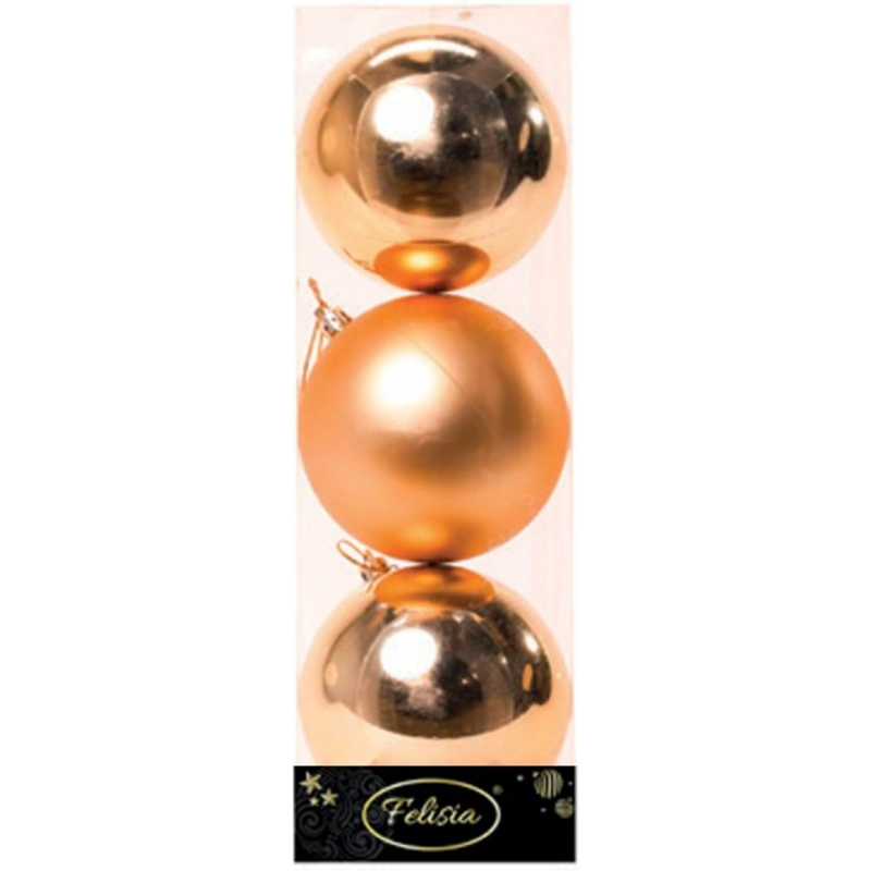 Set 3 Sfere di Natale in Plastica Ø 10Cm – Assortite Lucide e Opache – Vari Colori - Oro