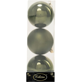 Set 3 Sfere di Natale in Plastica Ø 10Cm – Assortite Lucide e Opache – Vari Colori - Verde Albero