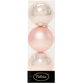 Set 3 Sfere di Natale in Plastica Ø 10Cm – Assortite Lucide e Opache – Vari Colori - Cipria