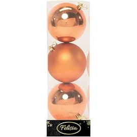 Set 3 Sfere di Natale in Plastica Ø 10Cm – Assortite Lucide e Opache – Vari Colori - Copper