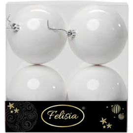 Set 4 Sfere di Natale in Plastica Lucide Ø 10Cm – Vari Colori - Bianco